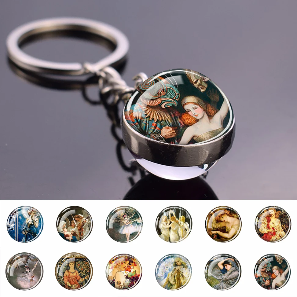 Women Fashion Art Painting Keychain Flower Holy Angel Famous Painting Double Sided Glass Dome Keychain Girl Key Pendant Gift
Women Fashion Art Painting Keychain Flower Holy Angel Famous Painting Double Sided Glass Dome Keychain Girl Key Pendant Gift