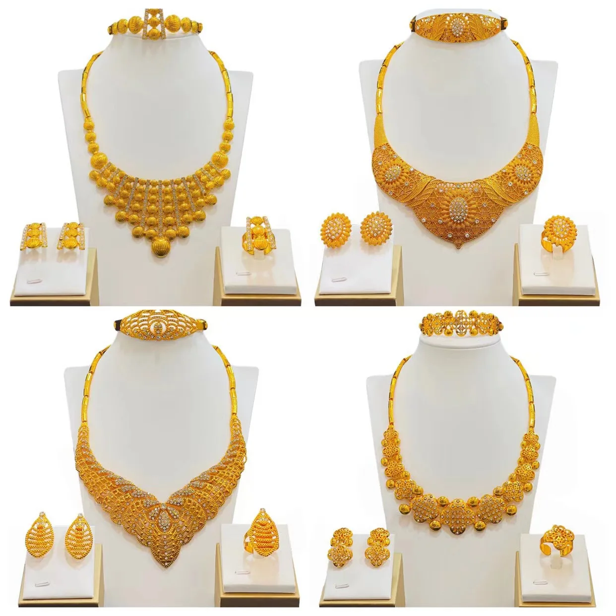 

24K Gold Color Jewelery Set Earring Arab Jewelry Party Gift Women Dubai African Indian Big Necklace Fashion Nigerian Wedding