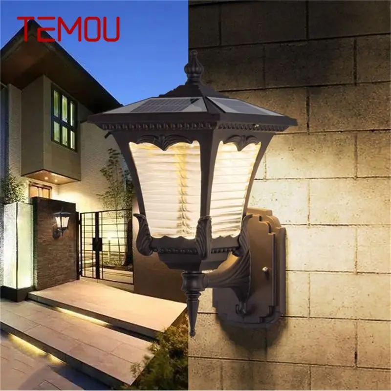 

Наружная настенная лампа TEMOU, Современная водонепроницаемая лампа на солнечной батарее, настенная лампа для внутреннего дворика, крыльца, балкона, двора, виллы, коридора