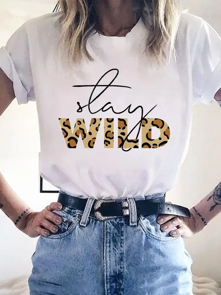 Women Leopard Letter Trend Cute Summer Clothes Graphic T-shirt Print T Shirt Short Sleeve Kawaii Fashion Basic Clothing Tee Top
Women Leopard Letter Trend Cute Summer Clothes Graphic T-shirt Print T Shirt Short Sleeve Kawaii Fashion Basic Clothing Tee Top