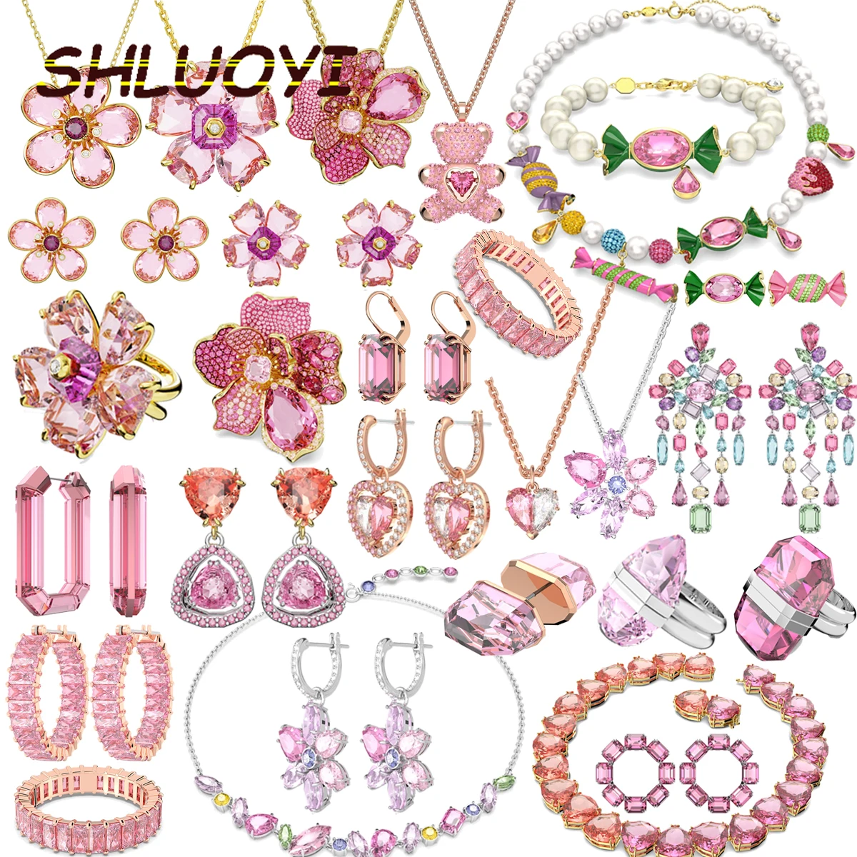 Original Swa 2023 New Sales Exquisite Jewelry Pink Series Flower Bear Love Shape Party Gift for Women with Logo
Original Swa 2023 New Sales Exquisite Jewelry Pink Series Flower Bear Love Shape Party Gift for Women with Logo