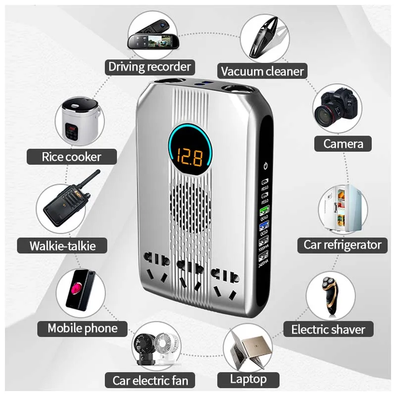 220V All In One Car Charger Phone Fast Charging 3-Sockets 6 USB QC3.0/4.0 PD3.0 Car Inverter DC 12V/24V Station Power Adapter
220V All In One Car Charger Phone Fast Charging 3-Sockets 6 USB QC3.0/4.0 PD3.0 Car Inverter DC 12V/24V Station Power Adapter