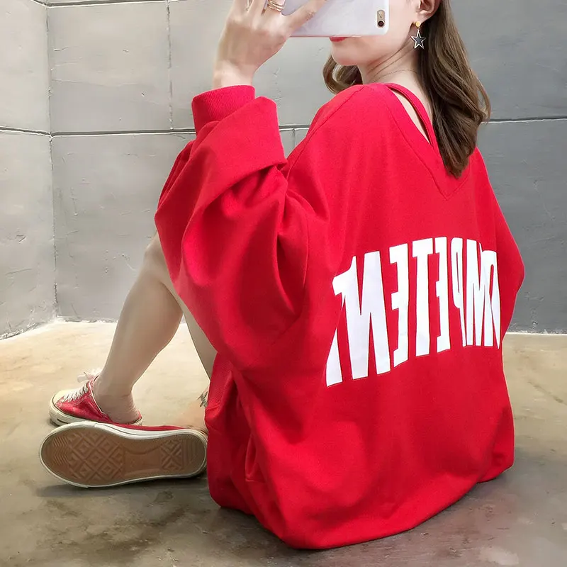 Casual Letter Print Pullover Sweatshirts Korean Fashion Streetwear V-neck Long Sleeve Autumn Sweat Shirts Y2k Women Clothing
Casual Letter Print Pullover Sweatshirts Korean Fashion Streetwear V-neck Long Sleeve Autumn Sweat Shirts Y2k Women Clothing