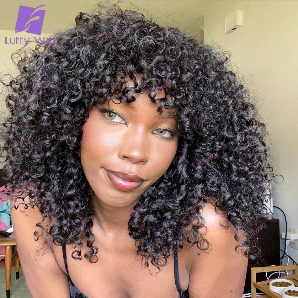 Short Curly Wigs Human Hair With Bangs Brazilian Remy Machine Made O Scalp Top Wigs Glueles 200Density For Black Women Luffy
Short Curly Wigs Human Hair With Bangs Brazilian Remy Machine Made O Scalp Top Wigs Glueles 200Density For Black Women Luffy