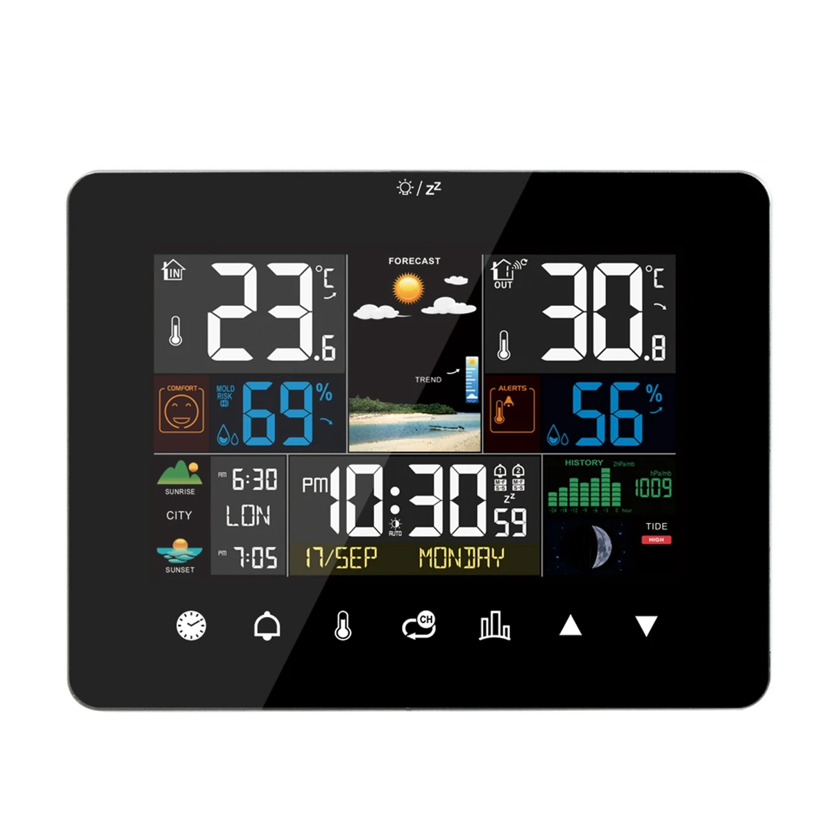 Weather Station Temperature Humidity Meter with Touch Screen Wall Clock Table Desk Clocks with Outdoor Sensor
Weather Station Temperature Humidity Meter with Touch Screen Wall Clock Table Desk Clocks with Outdoor Sensor