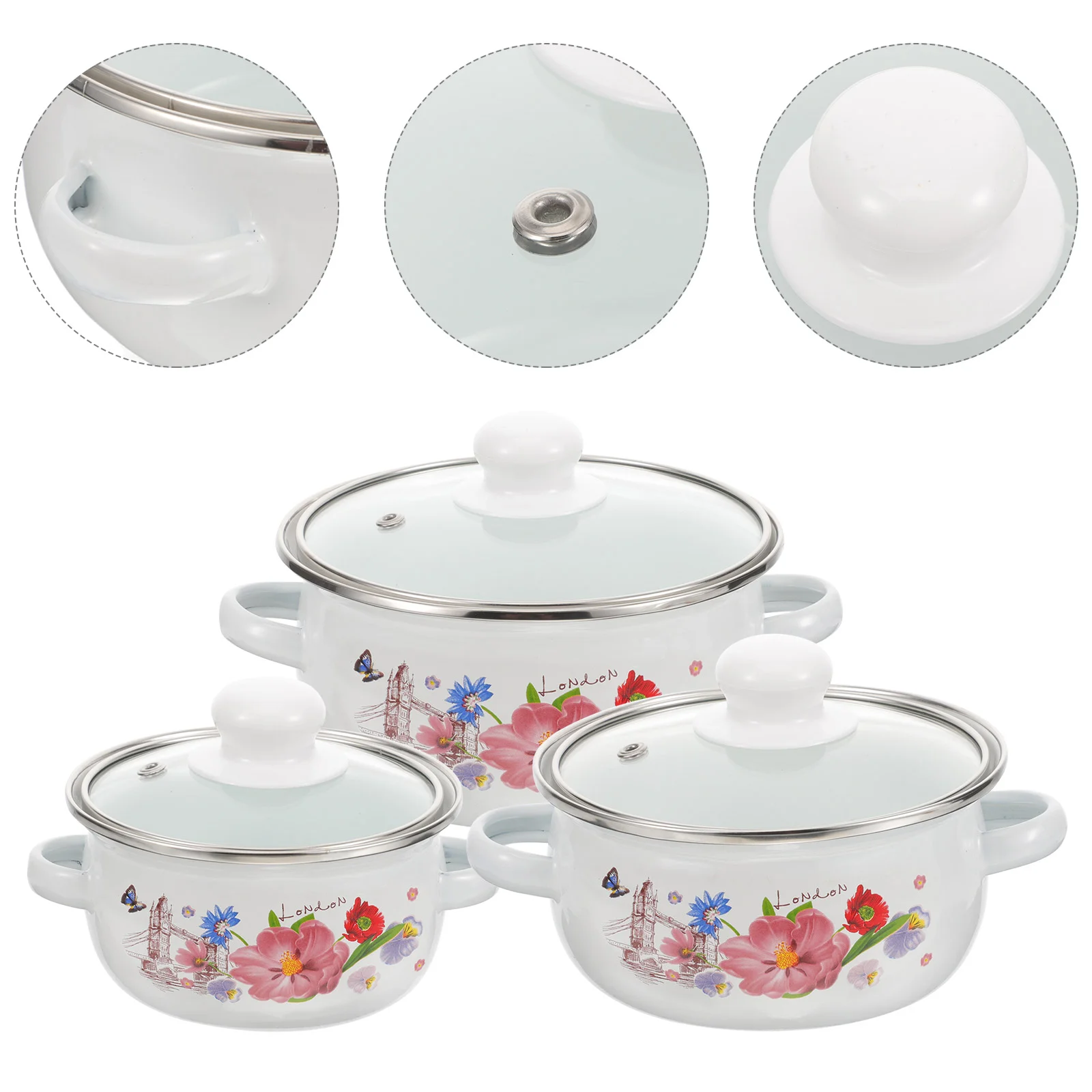 3Pcs Cooking Pot Household Retro Enamel Soup Pot Stockpot Stew Pot Kitchen Cooking Pot with Lid
3Pcs Cooking Pot Household Retro Enamel Soup Pot Stockpot Stew Pot Kitchen Cooking Pot with Lid