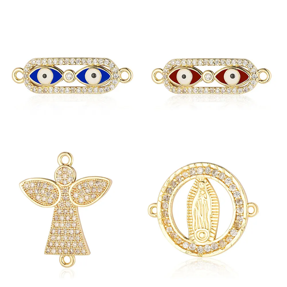 Evil Eye Jesus Angel Copper CZ Connector Charm Wholesale Corss Butterflry Hamsa Hand Rainbow Zircon Bracelet Making DIY Jewelry
Evil Eye Jesus Angel Copper CZ Connector Charm Wholesale Corss Butterflry Hamsa Hand Rainbow Zircon Bracelet Making DIY Jewelry