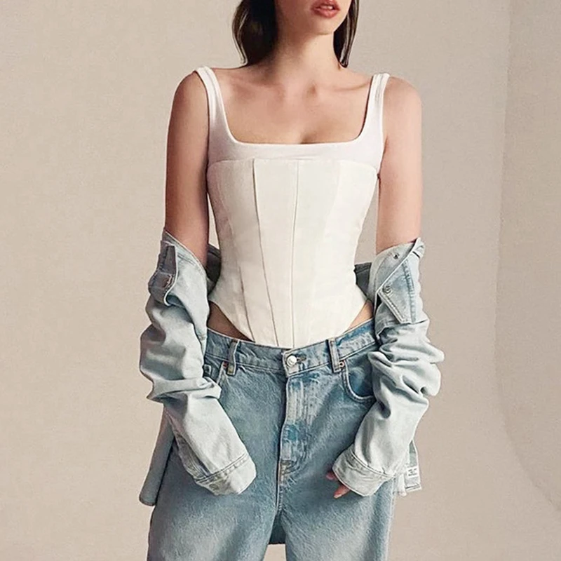 Girl Sexy Tank Top Sleeveless Bustier Solid Color Summer Fashion Backless Stitching Shoulder Strap Corset Vest
Girl Sexy Tank Top Sleeveless Bustier Solid Color Summer Fashion Backless Stitching Shoulder Strap Corset Vest