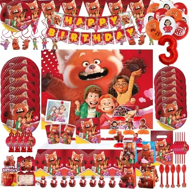 DisneyTurning Red Birthday Party Decorations For Children Backdrop Gift Bag Tableware Cups plates Napkins Disposable Supplies
DisneyTurning Red Birthday Party Decorations For Children Backdrop Gift Bag Tableware Cups plates Napkins Disposable Supplies