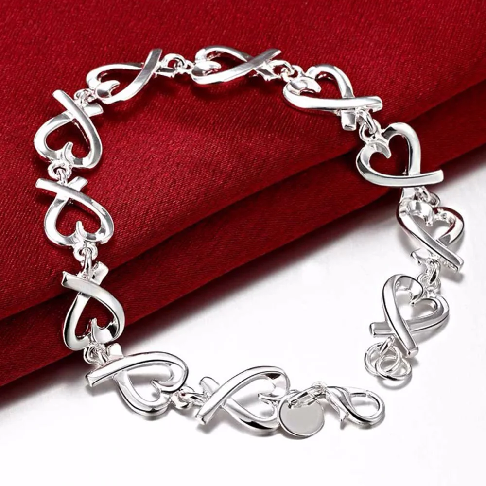 925 Sterling Silver Hearts Bracelets For Women Wedding Luxury Jewelry Wholesale Christmas Free Shipping Items Jewellery
925 Sterling Silver Hearts Bracelets For Women Wedding Luxury Jewelry Wholesale Christmas Free Shipping Items Jewellery