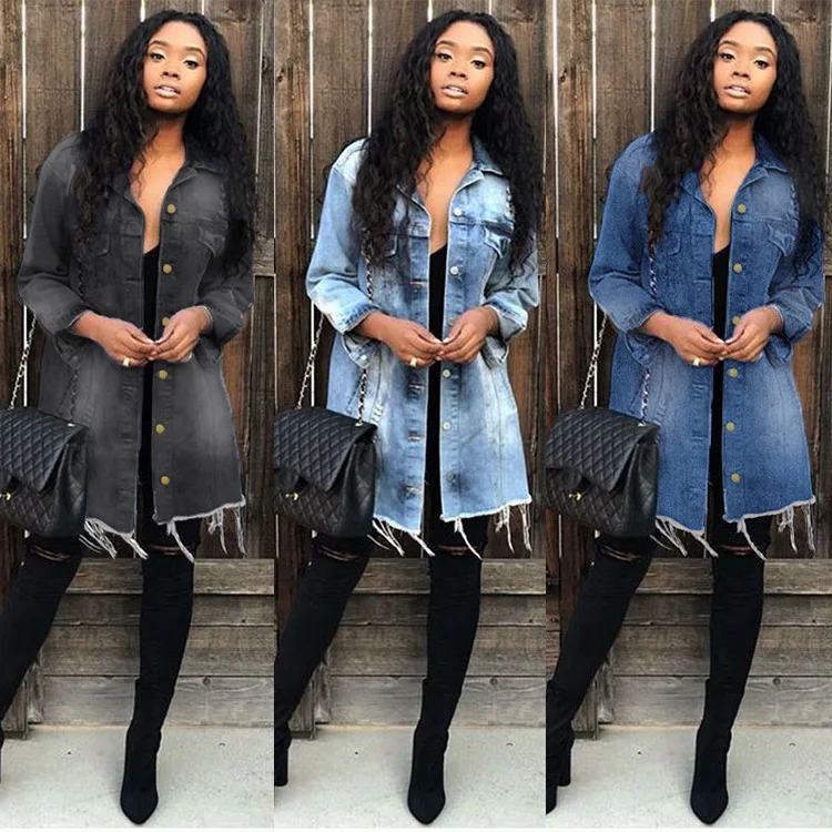 WY844 women's denim jacket 2022 spring and autumn fashion casual mid-length slim fit ripped denim trench coat women
WY844 women's denim jacket 2022 spring and autumn fashion casual mid-length slim fit ripped denim trench coat women