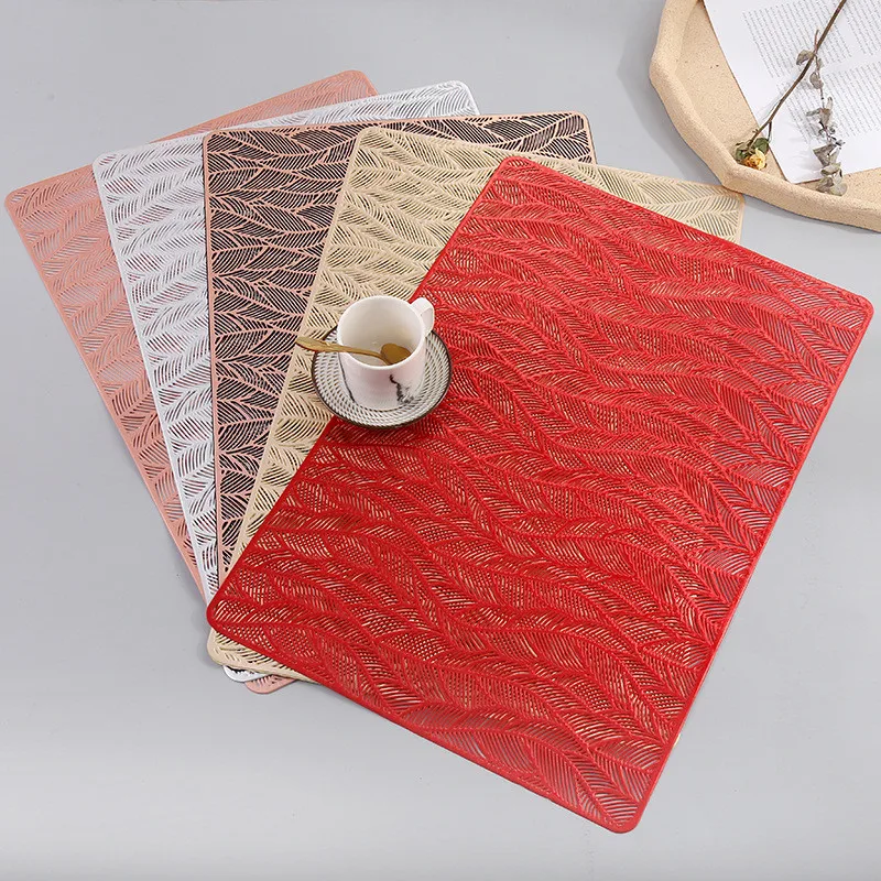 

1Pc 30x45cm Leaf Pattern PVC Non-Slip Rectangular Placemat Heat Insulation Pad Bowl Mat Home Decor