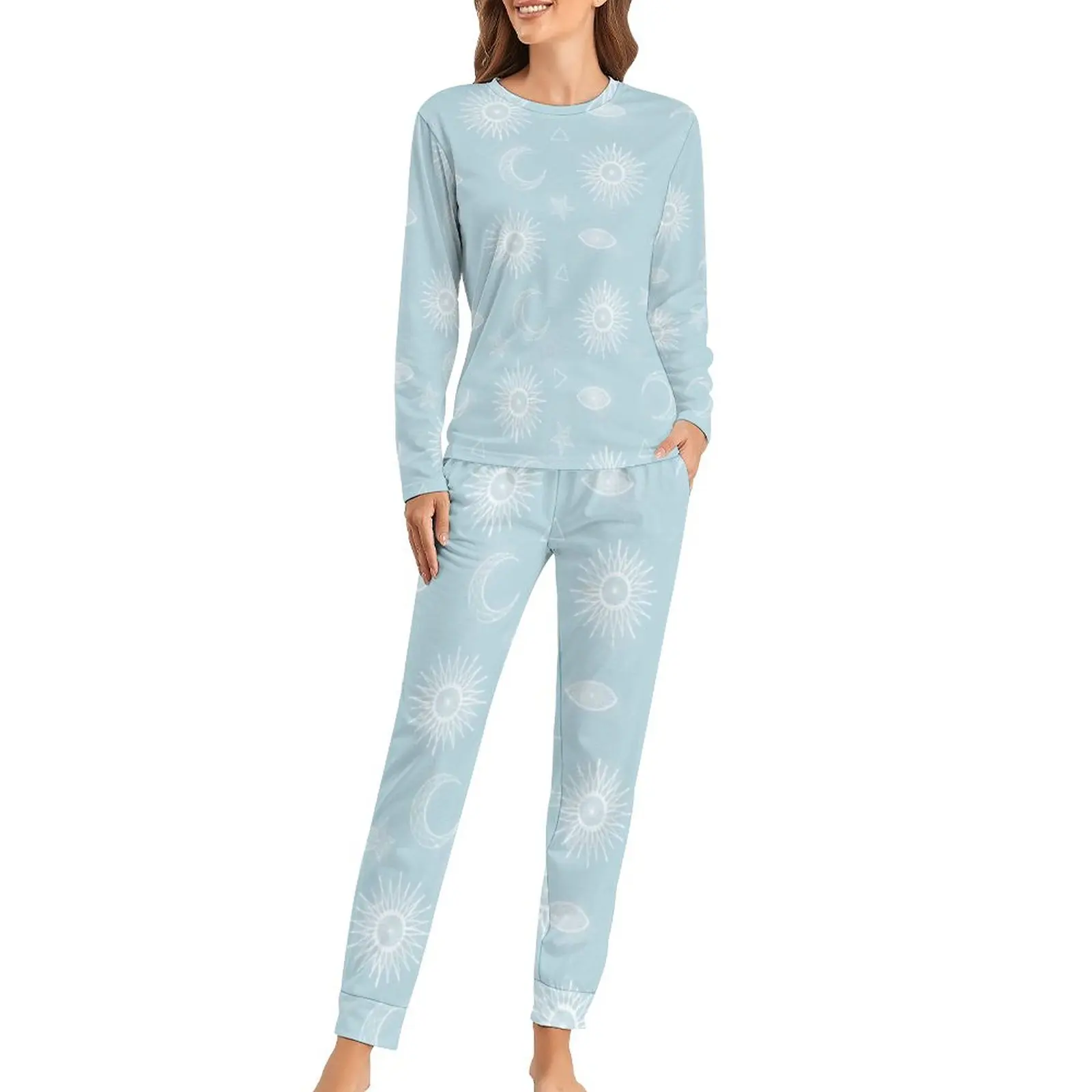Magical Symbol Pajamas White Moon Sun Stars Lovely Nightwear Long Sleeve 2 Pieces Leisure Pajamas Set Oversized Print Home Suit
Magical Symbol Pajamas White Moon Sun Stars Lovely Nightwear Long Sleeve 2 Pieces Leisure Pajamas Set Oversized Print Home Suit