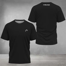 New Mens Fitness Short Sleeve Mens Solid Color Printed Tennis Clothing Breathable Head Badminton Sports Clothing Golf Clothing