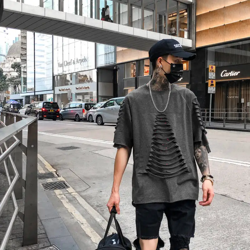 Men t shirt Tide Hip hop Men's Short T-Shirts Fashion hole short sleeve T-shirt man Boys Easy street dance skull Tee Tops XXXL
Men t shirt Tide Hip hop Men's Short T-Shirts Fashion hole short sleeve T-shirt man Boys Easy street dance skull Tee Tops XXXL