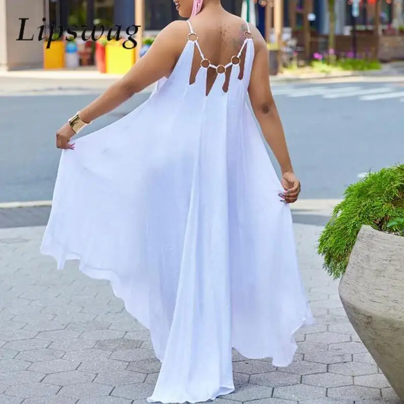 Elegant Solid Women Irregular Maxi Dress Casual Pleat Loose Hem Beach Long Dress Fashion Sexy Hollow Out Ring Sling Party Dress
Elegant Solid Women Irregular Maxi Dress Casual Pleat Loose Hem Beach Long Dress Fashion Sexy Hollow Out Ring Sling Party Dress
