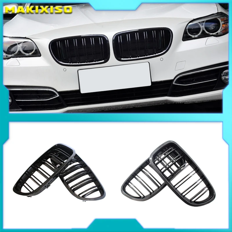 

A Pair Racing Grills Dual Slat Style Front Kidney Grill Grille For BMW F10 F11 F18 520i 525i 530i 535i 2010-2017 Car Styling