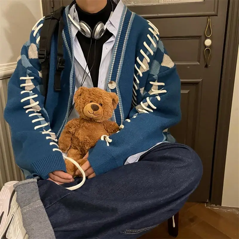 Мужской/женский трикотажный кардиган, повседневный свободный контрастный свитер в стиле ретро, 2022
Мужской/женский трикотажный кардиган, повседневный свободный контрастный свитер в стиле ретро, 2022