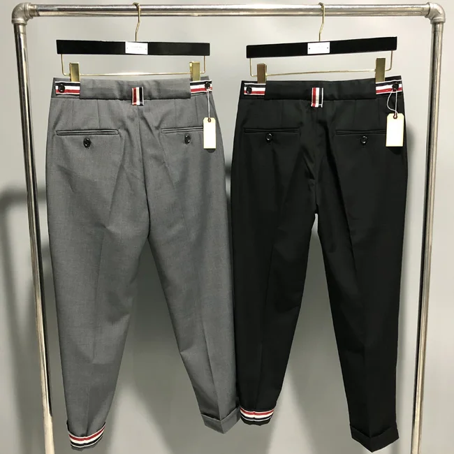 TB Red White Blue Ribbon Low Waist Nine Point Suit Business Trousers Show Thin Casual Trousers for Men and Women
TB Red White Blue Ribbon Low Waist Nine Point Suit Business Trousers Show Thin Casual Trousers for Men and Women