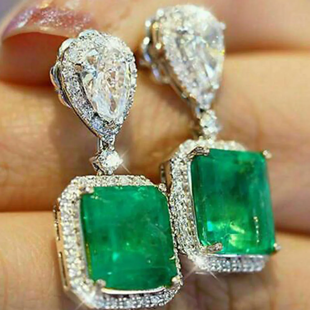 Huitan Luxury Vintage Green Cubic Zirconia Dangle Earrings for Lady Temperament Elegant Women Accessories Wedding Trend Jewelry
Huitan Luxury Vintage Green Cubic Zirconia Dangle Earrings for Lady Temperament Elegant Women Accessories Wedding Trend Jewelry