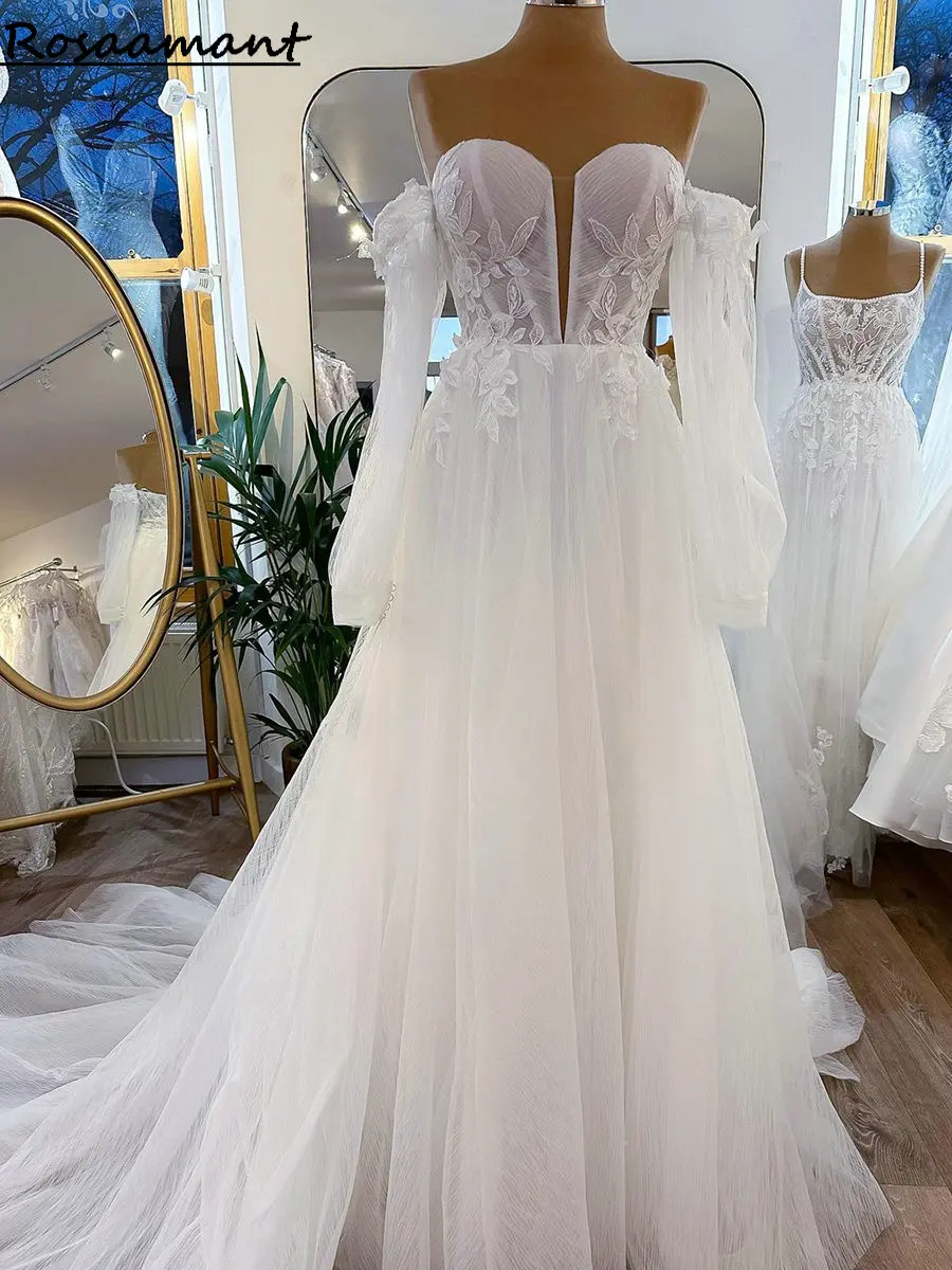 Bohemian Detachable Sleeve Pleat A-Line Wedding Dresses Floral Appliques Lace Bridal Gowns
Bohemian Detachable Sleeve Pleat A-Line Wedding Dresses Floral Appliques Lace Bridal Gowns