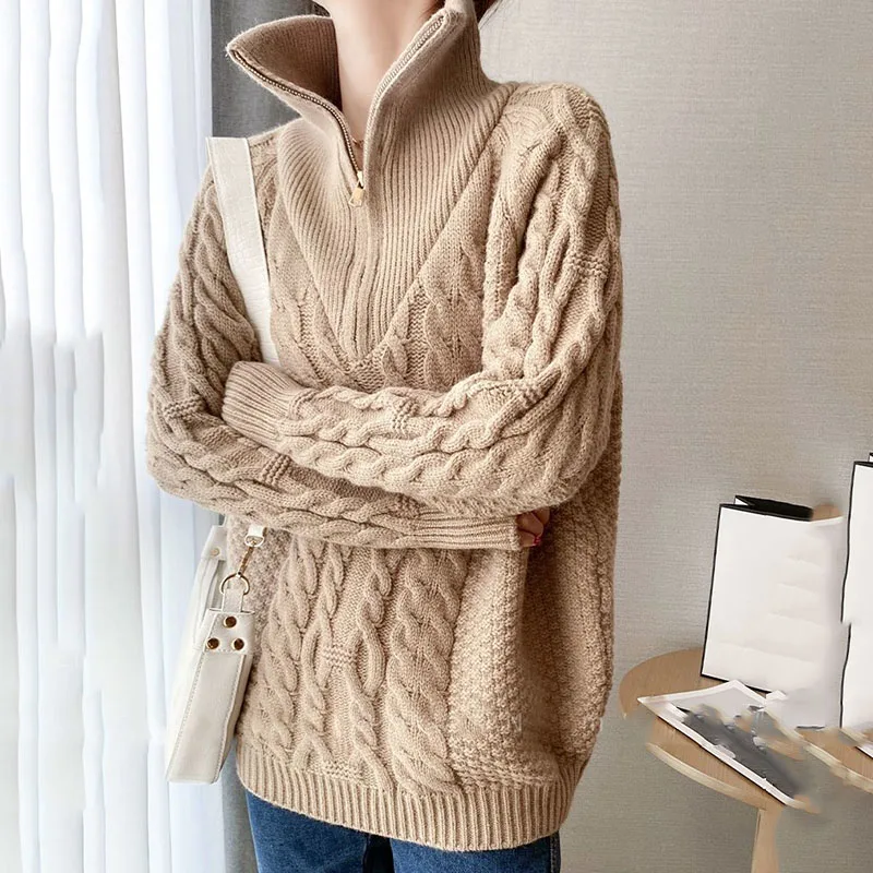Lucyever Thicken Zipper Turtleneck Sweaters Women Winter 2022 Lazy Style Soft Warm Knit Pullovers Woman Casual Loose Jumper Tops
Lucyever Thicken Zipper Turtleneck Sweaters Women Winter 2022 Lazy Style Soft Warm Knit Pullovers Woman Casual Loose Jumper Tops