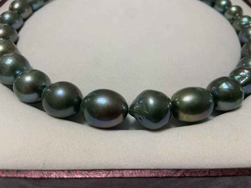 Natural Charming 12-14mm Sea Genuine Green Near Round Pearl Necklace Free Shipping For Women Jewelry 290
Natural Charming 12-14mm Sea Genuine Green Near Round Pearl Necklace Free Shipping For Women Jewelry 290