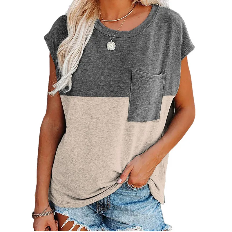 Women Color Block Pocket Shirt Casual Loose Short Sleeve O-Neck Patchwork Top Tee Summer Pullover Cotton Vintage Girl Tops
Women Color Block Pocket Shirt Casual Loose Short Sleeve O-Neck Patchwork Top Tee Summer Pullover Cotton Vintage Girl Tops