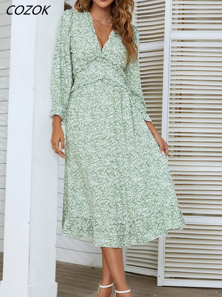 Summer Ruffle Sexy V Neck Dress Women Pleated Print Dress Beach Office Casual Ladies Dresses 2023
Summer Ruffle Sexy V Neck Dress Women Pleated Print Dress Beach Office Casual Ladies Dresses 2023