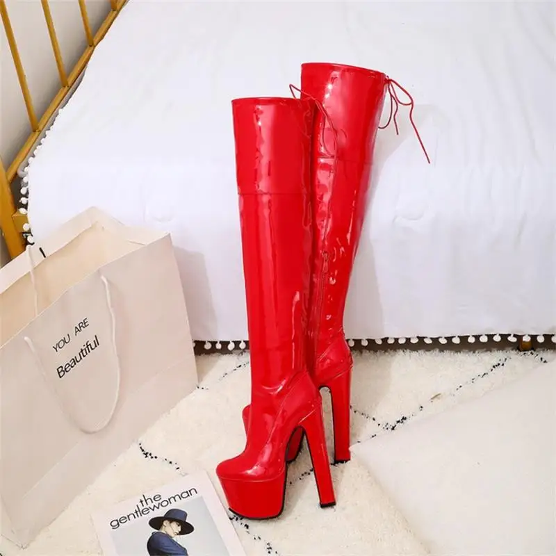 Women European American Boots Classic Over-the-knee Patent Leather Shiny Platform Lace-up Fashion Street Nightclub Women Shoes
Women European American Boots Classic Over-the-knee Patent Leather Shiny Platform Lace-up Fashion Street Nightclub Women Shoes