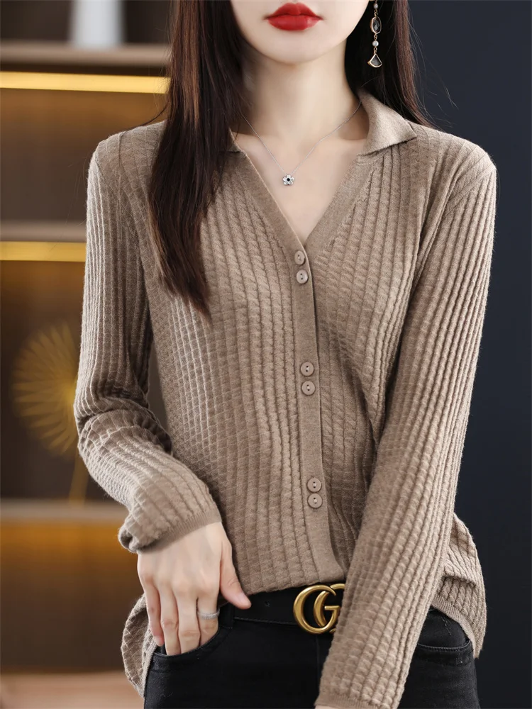 Spring Woman's Sweaters Long Sleeve Turn-Down Collar T-Shirt Jumper Female Cardigan Coats worsted Wool Knitted Large Size Tops
Spring Woman's Sweaters Long Sleeve Turn-Down Collar T-Shirt Jumper Female Cardigan Coats worsted Wool Knitted Large Size Tops