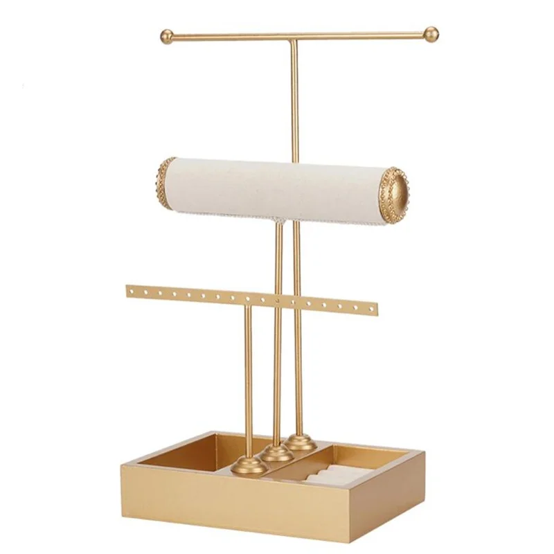 Golden Metal T-shaped Bracelet Ring Earring Organizer Jewelry Holder Display Rack Necklace Storage Rack with Storage Box Base
Golden Metal T-shaped Bracelet Ring Earring Organizer Jewelry Holder Display Rack Necklace Storage Rack with Storage Box Base