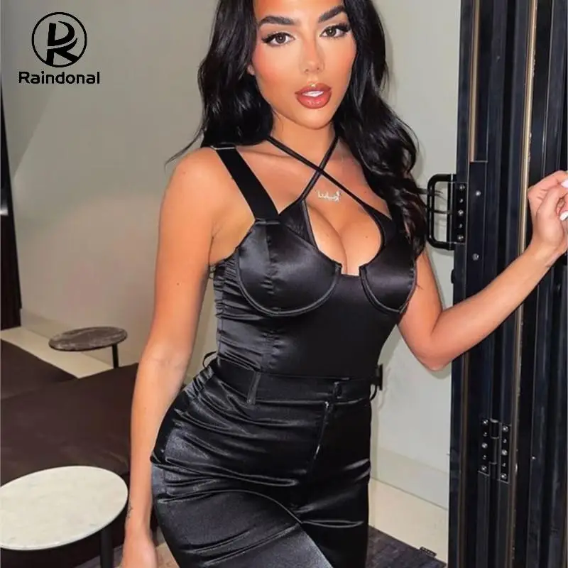 Raindonal Cross Collar Satin Bodysuit Women Sexy Sleeveless Elegant Female Clothing Casual Backless Sheath Skinny Bodysuit Black
Raindonal Cross Collar Satin Bodysuit Women Sexy Sleeveless Elegant Female Clothing Casual Backless Sheath Skinny Bodysuit Black