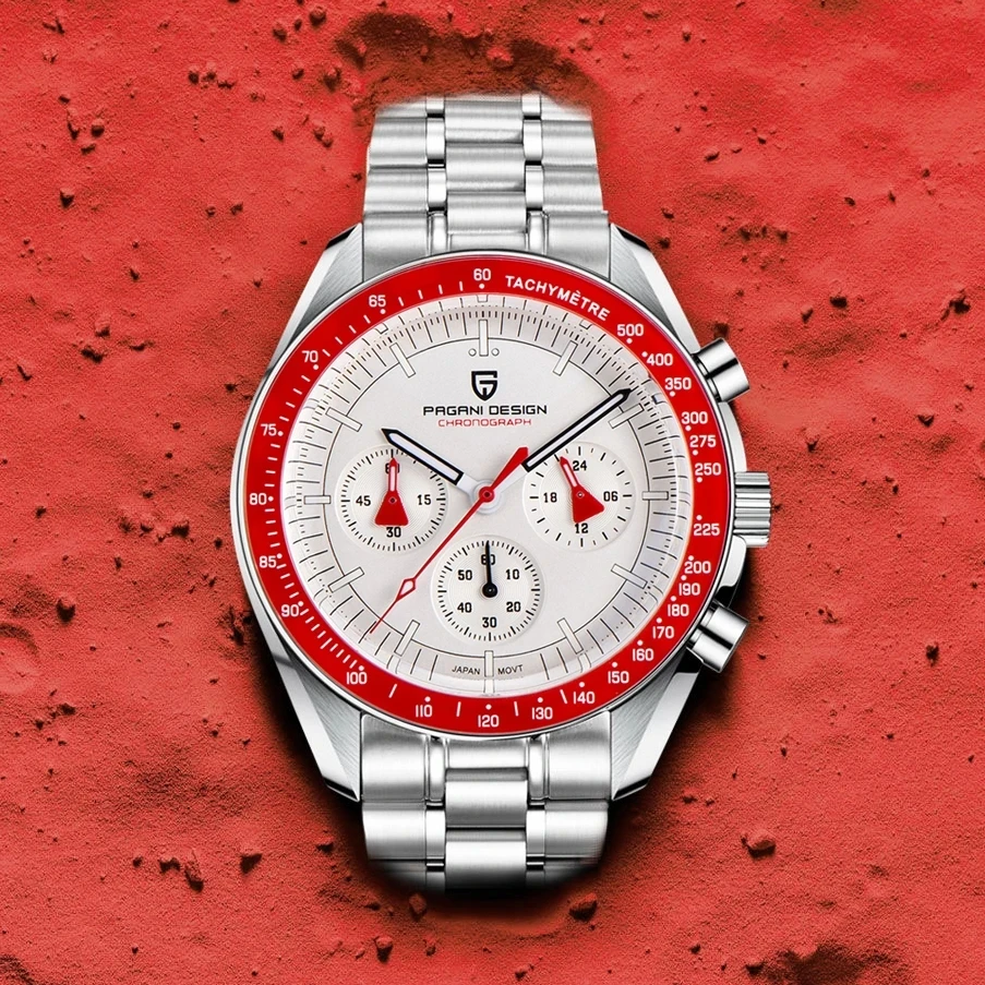 

PAGANI DESIGN V5 New 2023 Men's Watches 100M Waterproof Date Speed Chronograph Quartz VK63 AR Sapphire mirror Full Steel Watch