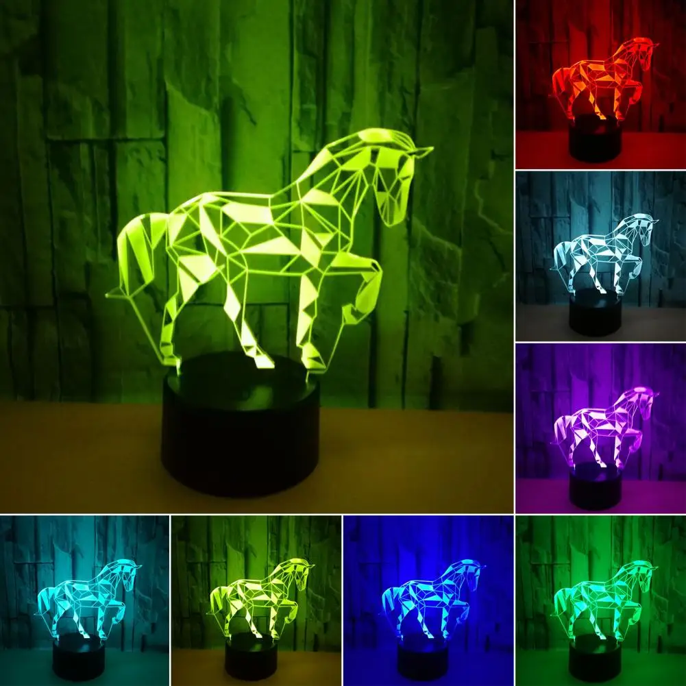 

LED Night Lamp Touch Control Eye Protection Stunning Visual Effect Flicker-Free Plug-and-Play 3D Horse Style LED Bedside Lamp Or