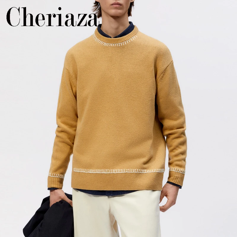 Cheriaza Autumn Winter Men Crew Neck Brown Casual Knitting Sweater Long Sleeves Simple Solid Color Pullover Sweaters Male Jumper
Cheriaza Autumn Winter Men Crew Neck Brown Casual Knitting Sweater Long Sleeves Simple Solid Color Pullover Sweaters Male Jumper