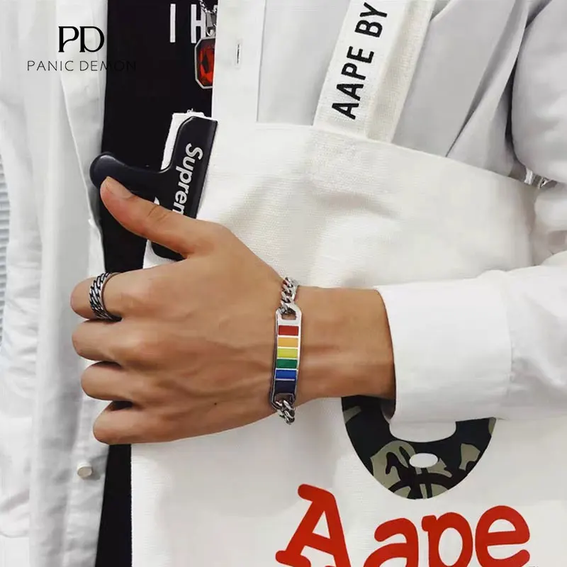 Korean Creative Rainbow Bracelet Fashion Titanium Steel Hand Ring Fashion Jewelry Wholesale for Men and Women
Korean Creative Rainbow Bracelet Fashion Titanium Steel Hand Ring Fashion Jewelry Wholesale for Men and Women