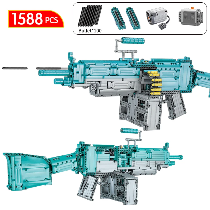 1588Pcs WW2 Military M249 MP5 Electric Machine Gun Building Blocks City War Weapon Bricks Can Emission Bullet Guns Toys for Boy
1588Pcs WW2 Military M249 MP5 Electric Machine Gun Building Blocks City War Weapon Bricks Can Emission Bullet Guns Toys for Boy