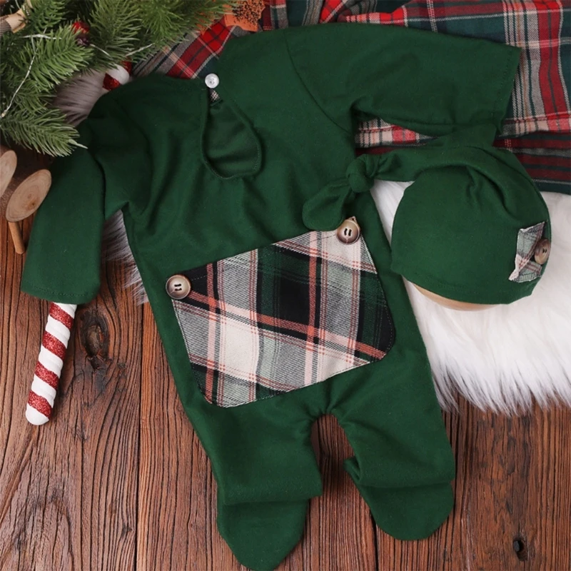

Christmas Photoshooting Baby Hat Coveralls Romper Outfit Infant Holiday Costume Drop Shipping