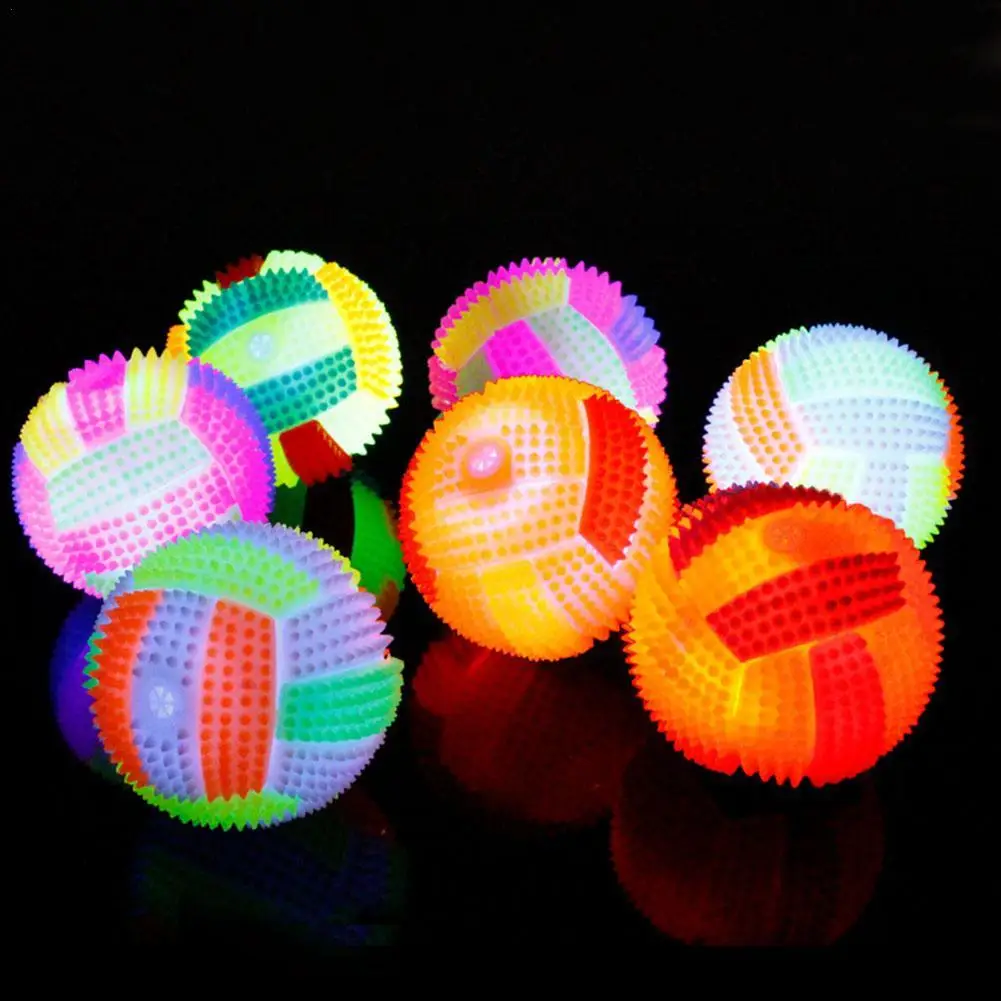 

3pcs Pet Dog Puppy LED Light Up Flashing Play Toys Bounce Rubber Spiky Ball Interactive Dog Cat Chew Toys