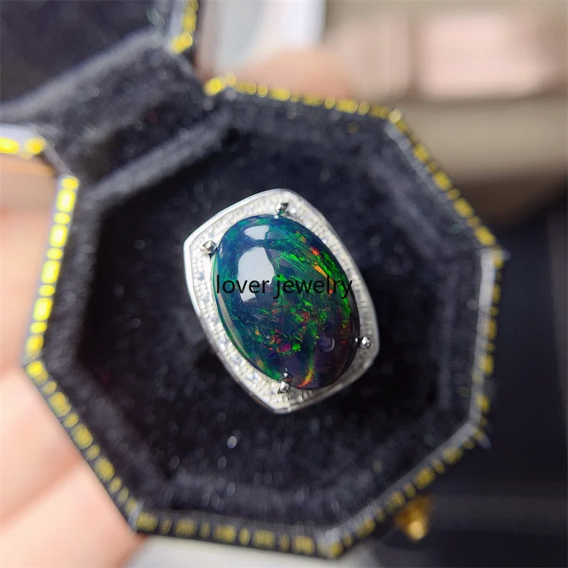 YULEM Big Size 5ct Natural Black Opal Adjustable Ring 925 Sterling Silver Oval Cut Fine Jewelry Man Best for Engagement Man
YULEM Big Size 5ct Natural Black Opal Adjustable Ring 925 Sterling Silver Oval Cut Fine Jewelry Man Best for Engagement Man