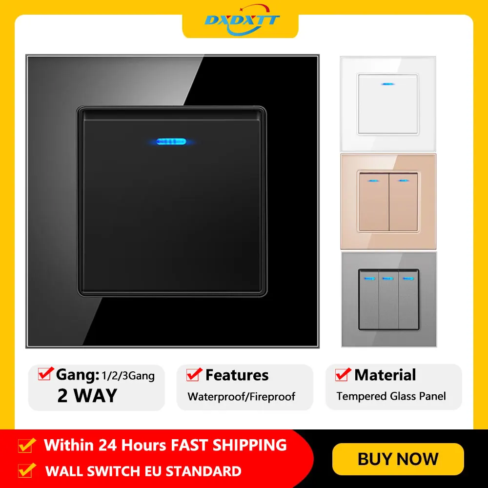 DXDXTT Push Button Light Switch 2 Way Stair Wall Switches 220V LED Tempered Glass Panel EU Standard 1/2/3Gang Home Improvement
DXDXTT Push Button Light Switch 2 Way Stair Wall Switches 220V LED Tempered Glass Panel EU Standard 1/2/3Gang Home Improvement