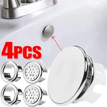1/4Pcs Plastic Sink Overflow Cover Kitchen Bathroom Wash Basin Trim Bath Drain Cap Ceramic Basin Round Sink Overflow Ring Hole
