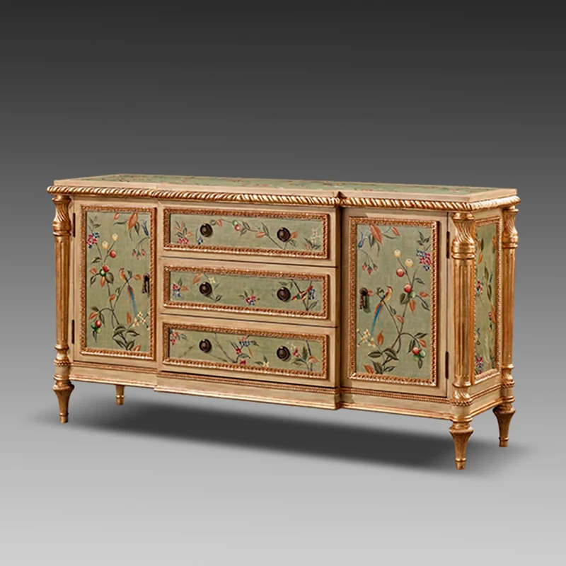European-style painted porch cabinet villa high-end partition cabinet retro American pure hand-painted solid wood sideboard
European-style painted porch cabinet villa high-end partition cabinet retro American pure hand-painted solid wood sideboard