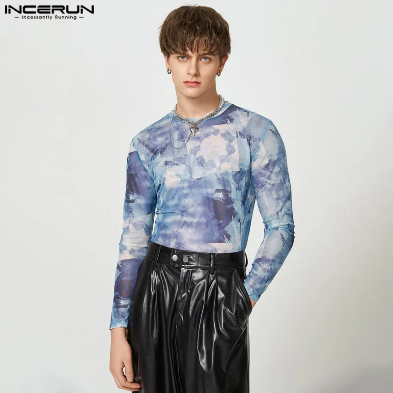 American Style Handsome Men's Printing Pattern Mesh Micro-penetration O-Neck Long-sleeved Thin T-shirts S-5XL INCERUN Tops 2023
American Style Handsome Men's Printing Pattern Mesh Micro-penetration O-Neck Long-sleeved Thin T-shirts S-5XL INCERUN Tops 2023