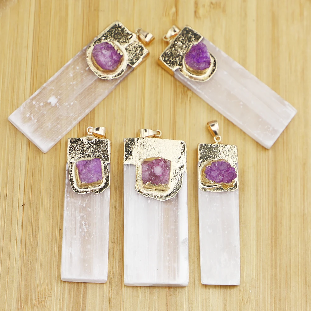 6pcs/lot New Selling Natural Selenite Plaster Pendants Amethyst Tourmaline Rock Mineral Healing Energy Stone Charms DIY Necklace
6pcs/lot New Selling Natural Selenite Plaster Pendants Amethyst Tourmaline Rock Mineral Healing Energy Stone Charms DIY Necklace