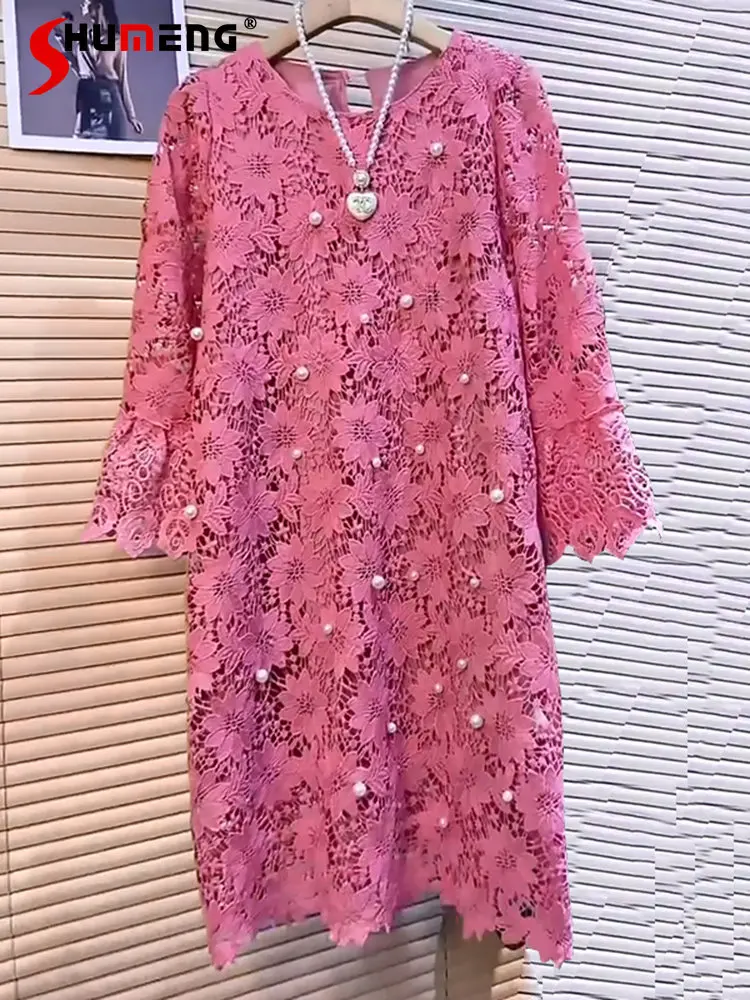 Sweet Elegant Lace Flowers Bead Midi Dress for Women 2023 Spring New Round Neck Long Sleeve Loose Oversized Midi Dress Vestdios
Sweet Elegant Lace Flowers Bead Midi Dress for Women 2023 Spring New Round Neck Long Sleeve Loose Oversized Midi Dress Vestdios