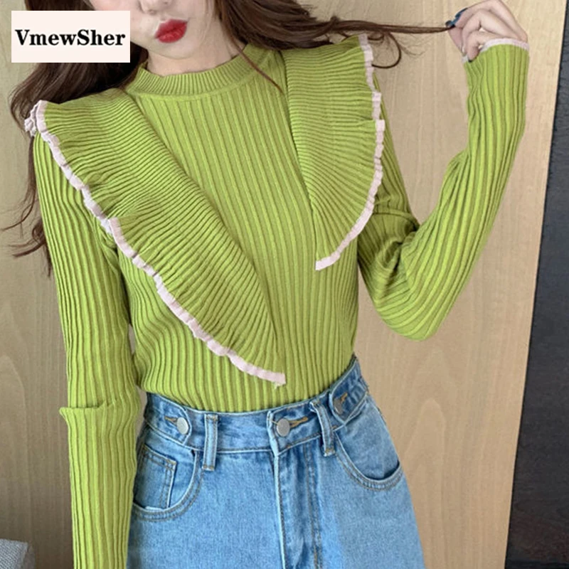 Women's Ruffles Knitted Pullovers, Long Sleeve Sweater, Elastic, O Neck, Slim, Chic, Patchwork, Ladies, Fall, Winter, New, 2022
Women's Ruffles Knitted Pullovers, Long Sleeve Sweater, Elastic, O Neck, Slim, Chic, Patchwork, Ladies, Fall, Winter, New, 2022