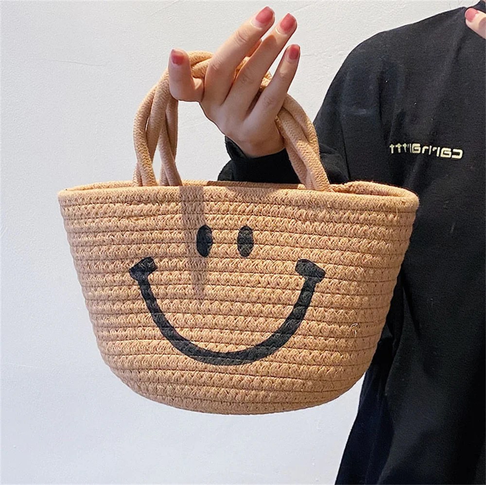 Summer smiling face portable women's bag new trend large capacity Tote cabbage basket simple weaving versatile Bucket Bag
Summer smiling face portable women's bag new trend large capacity Tote cabbage basket simple weaving versatile Bucket Bag