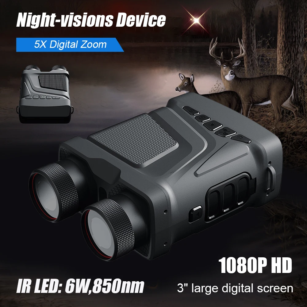 1080P HD Binoculars Night Vision Device 5X Digital Zoom Hunting Telescope With 3" TFT Screen For Outdoor Hunting Scouting 300m
1080P HD Binoculars Night Vision Device 5X Digital Zoom Hunting Telescope With 3" TFT Screen For Outdoor Hunting Scouting 300m